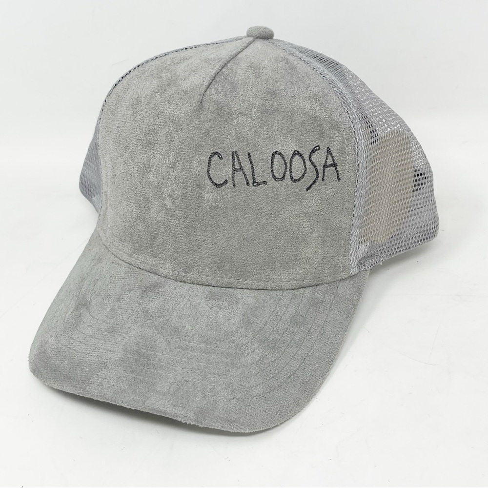 Gray Micro Suede And Mesh Snap Back Baseball Cap Hat CALOOSA Graphic One Size
